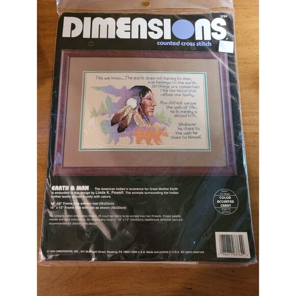 Vintage Cross Stitch Kit Dimensions 1994 Earth and Man Complete in Pkg. Unopened - Picture 1 of 9